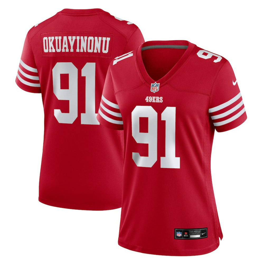 Sam Okuayinonu San Francisco 49ers Women's Team Game Jersey Scarlet - Nike