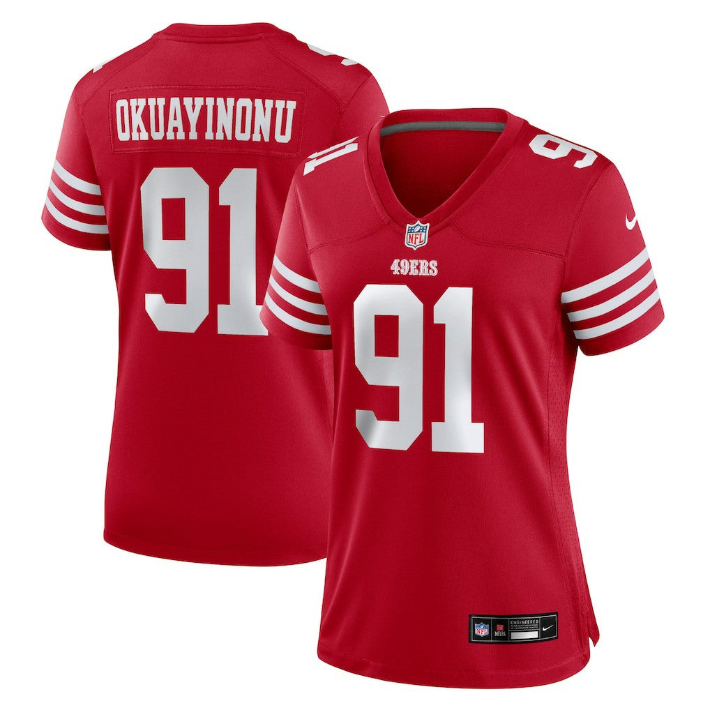Sam Okuayinonu San Francisco 49ers Women's Team Game Jersey Scarlet - Nike
