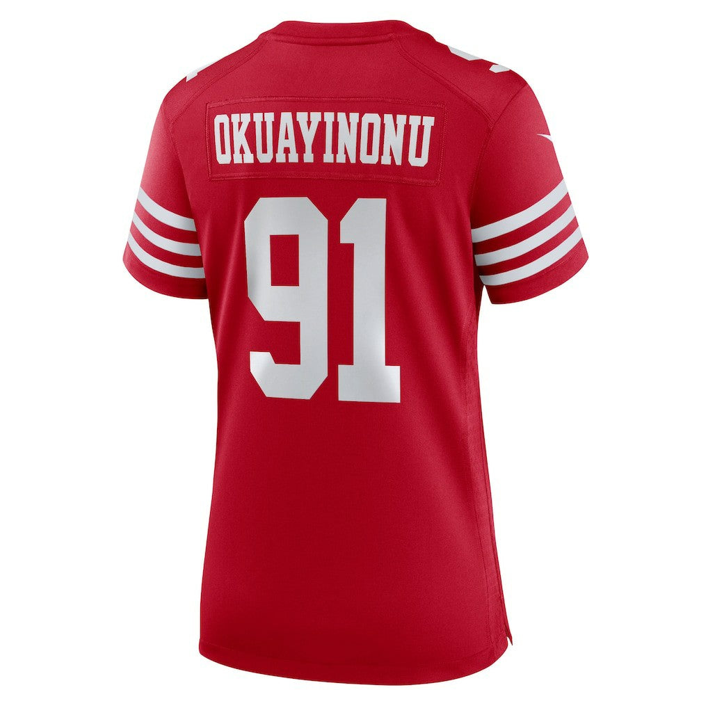 Sam Okuayinonu San Francisco 49ers Women's Team Game Jersey - Scarlet | NFL Jerseys
