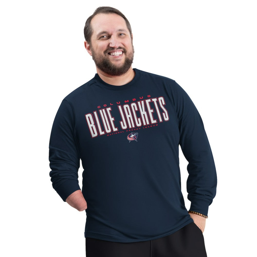 Columbus Blue Jackets - G-III Sports by Carl Banks Adaptive Mesh Effect Long Sleeve T-Shirt Navy