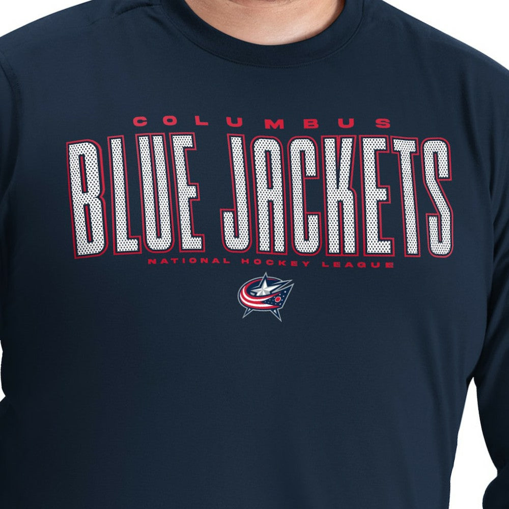Columbus Blue Jackets - G-III Sports by Carl Banks Adaptive Mesh Effect Long Sleeve T-Shirt Navy