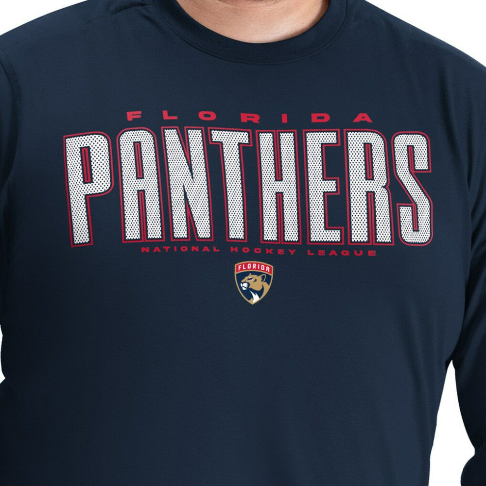 Florida Panthers - G-III Sports by Carl Banks Adaptive Mesh Effect Long Sleeve T-Shirt Navy