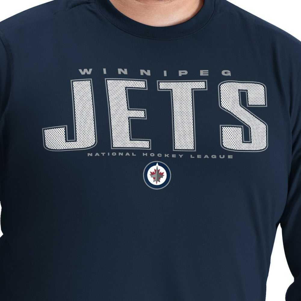 Winnipeg Jets - G-III Sports by Carl Banks Adaptive Mesh Effect Long Sleeve T-Shirt Navy