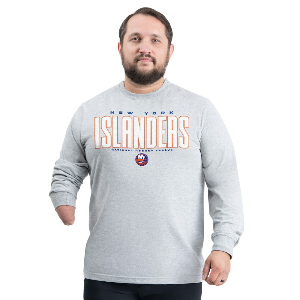 New York Islanders - G-III Sports by Carl Banks Adaptive Mesh Effect Long Sleeve T-Shirt Gray