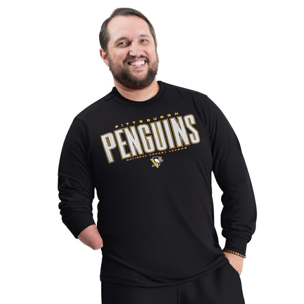 Pittsburgh Penguins G-III Sports by Carl Banks Adaptive Mesh Effect Long Sleeve T-Shirt Black
