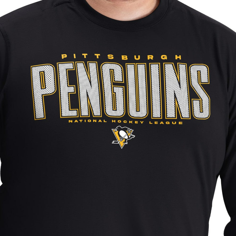 Pittsburgh Penguins G-III Sports by Carl Banks Adaptive Mesh Effect Long Sleeve T-Shirt Black