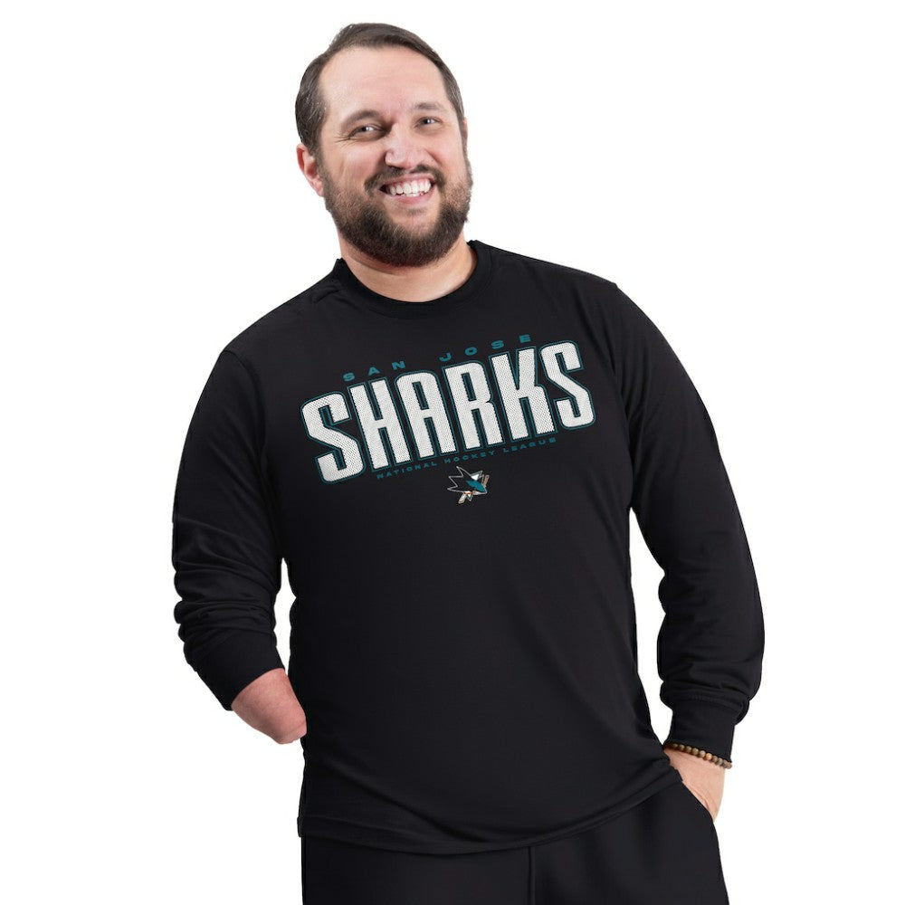 San Jose Sharks - G-III Sports by Carl Banks Adaptive Mesh Effect Long Sleeve T-Shirt Black