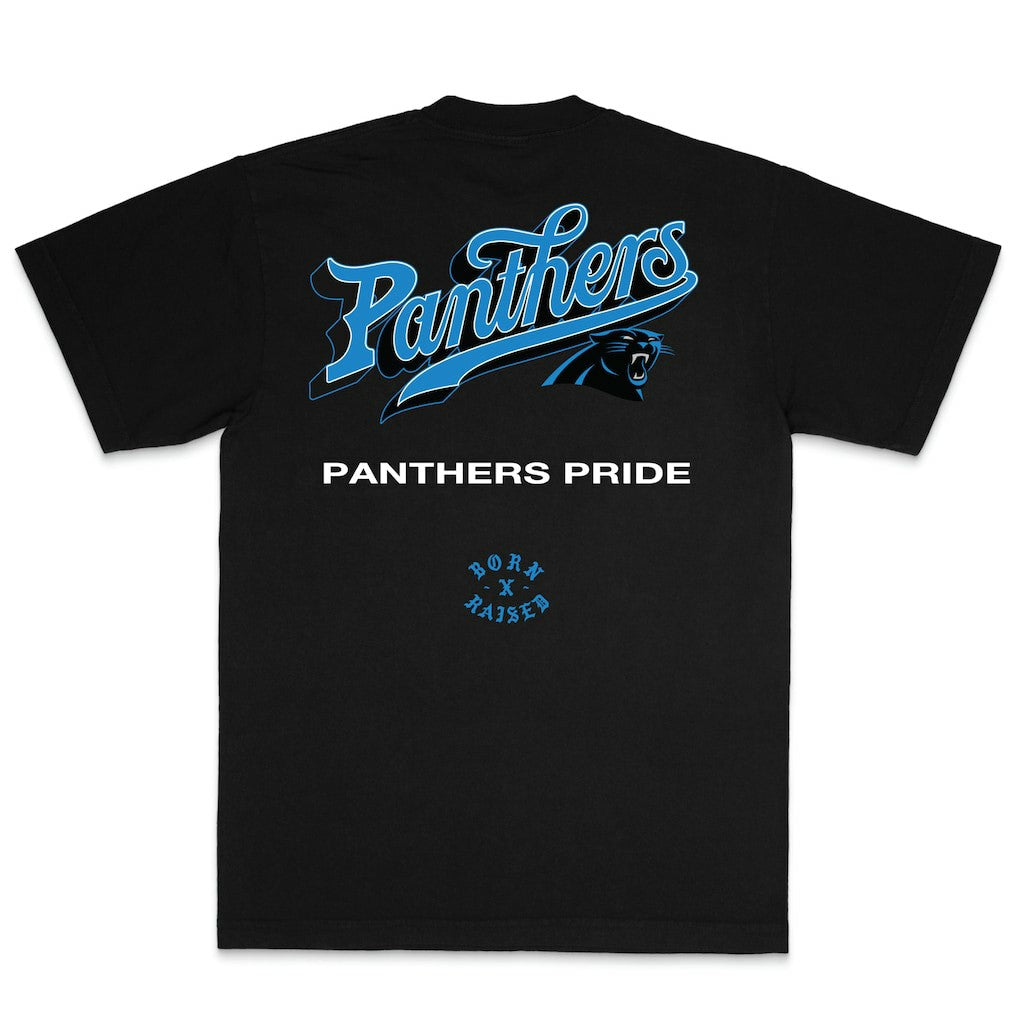 Carolina Panthers Born x Raised Unisex Pro Script T-Shirt Black - NFL