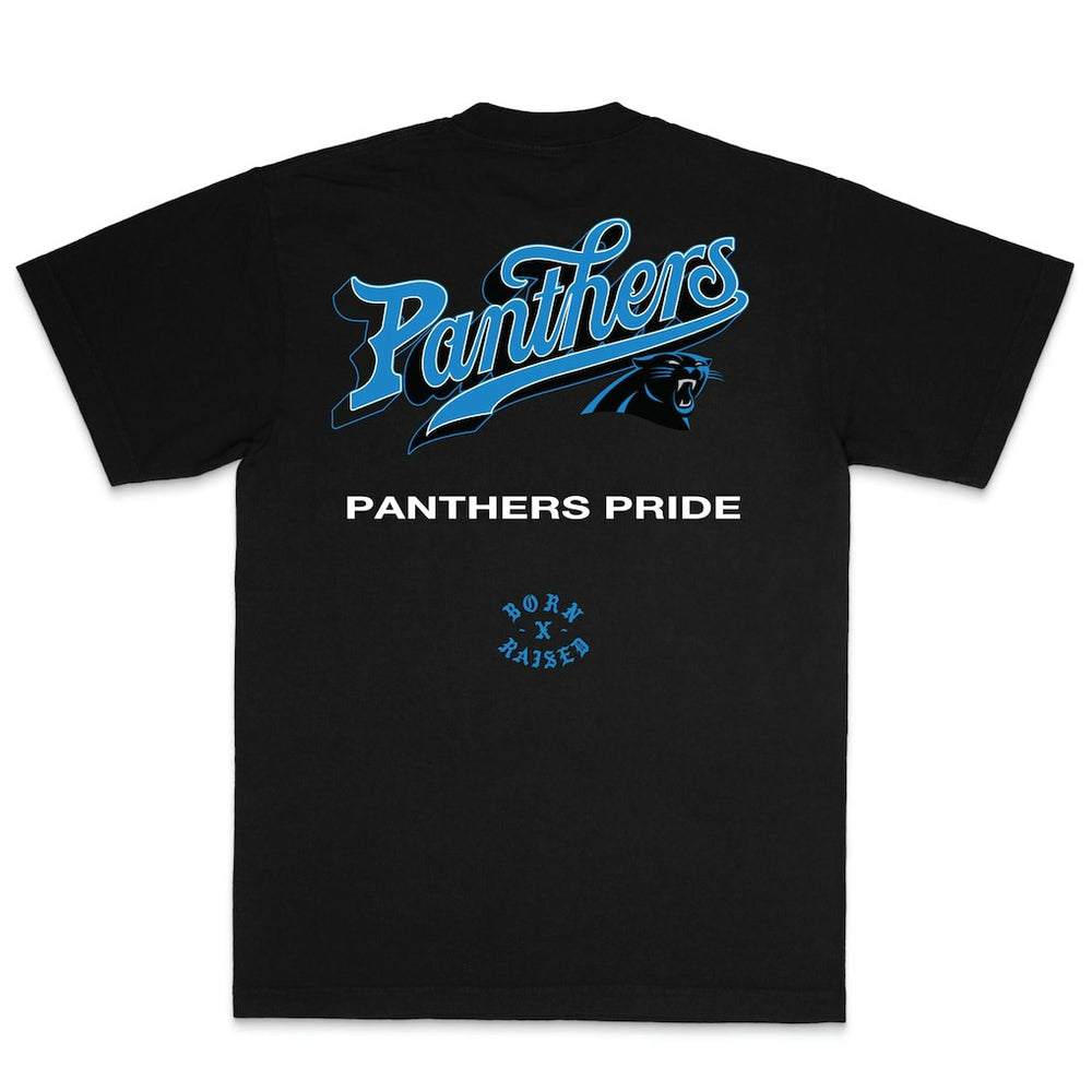Carolina Panthers Born x Raised Unisex Pro Script T-Shirt Black - NFL