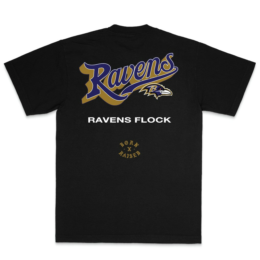 Baltimore Ravens Born x Raised Unisex Pro Script T-Shirt Black - NFL