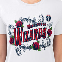 NBA - Washington Wizards G-III 4Her by Carl Banks Women's Super-Slim Fit Lightweight Roses Crew Neck T-Shirt - White