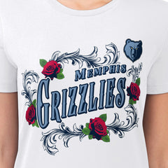 NBA - Memphis Grizzlies G-III 4Her by Carl Banks Women's Super-Slim Fit Lightweight Roses Crew Neck T-Shirt - White