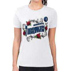 NBA - Minnesota Timberwolves G-III 4Her by Carl Banks Women's Super-Slim Fit Lightweight Roses Crew Neck T-Shirt - White