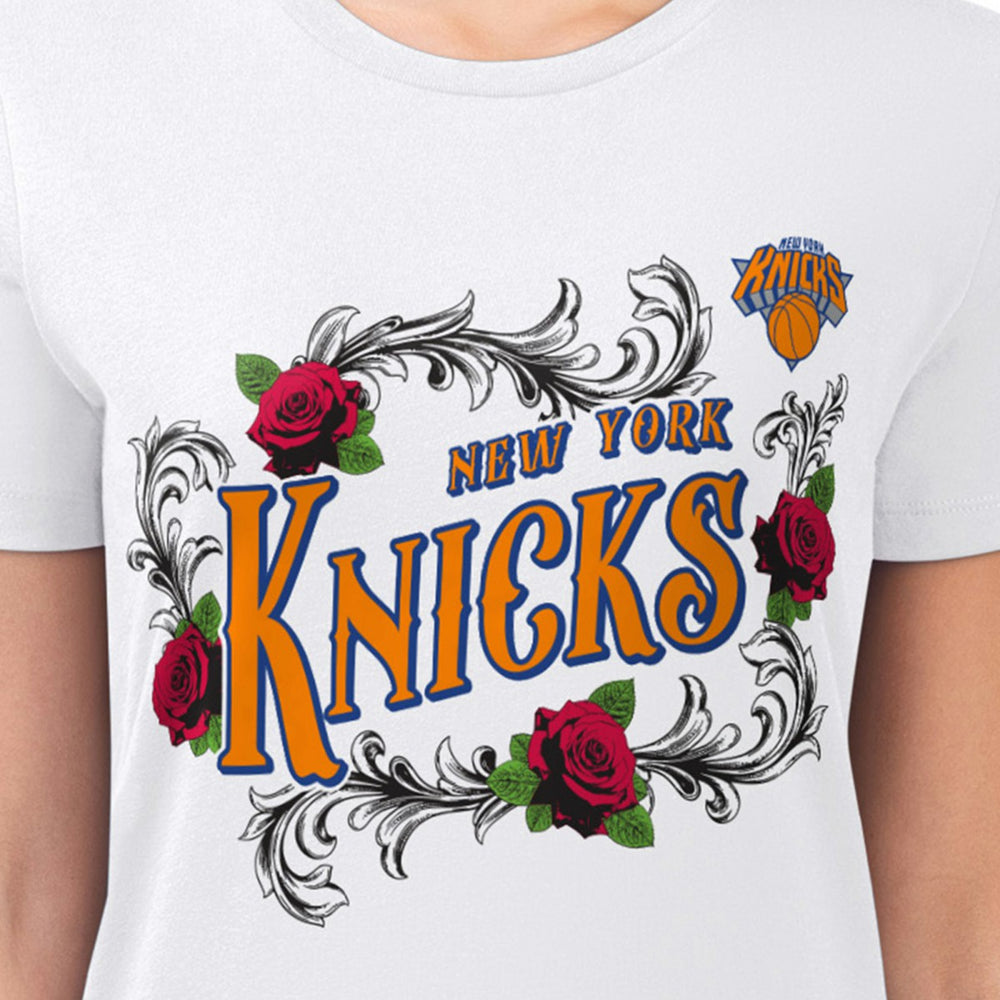 NBA - New York Knicks G-III 4Her by Carl Banks Women's Super-Slim Fit Lightweight Roses Crew Neck T-Shirt - White