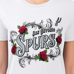 NBA - San Antonio Spurs G-III 4Her by Carl Banks Women's Super-Slim Fit Lightweight Roses Crew Neck T-Shirt - White
