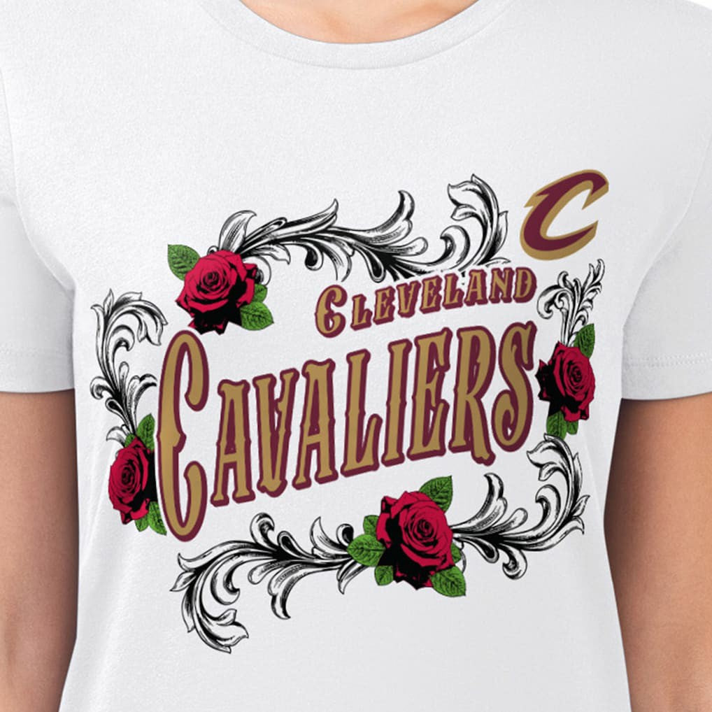 NBA - Cleveland Cavaliers G-III 4Her by Carl Banks Women's Super-Slim Fit Lightweight Roses Crew Neck T-Shirt - White