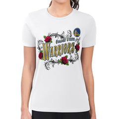 NBA - Golden State Warriors G-III 4Her by Carl Banks Women's Super-Slim Fit Lightweight Roses Crew Neck T-Shirt - White