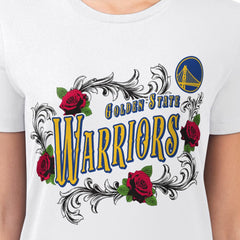 NBA - Golden State Warriors G-III 4Her by Carl Banks Women's Super-Slim Fit Lightweight Roses Crew Neck T-Shirt - White