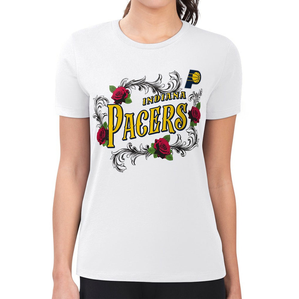 NBA - Indiana Pacers G-III 4Her by Carl Banks Women's Super-Slim Fit Lightweight Roses Crew Neck T-Shirt - White