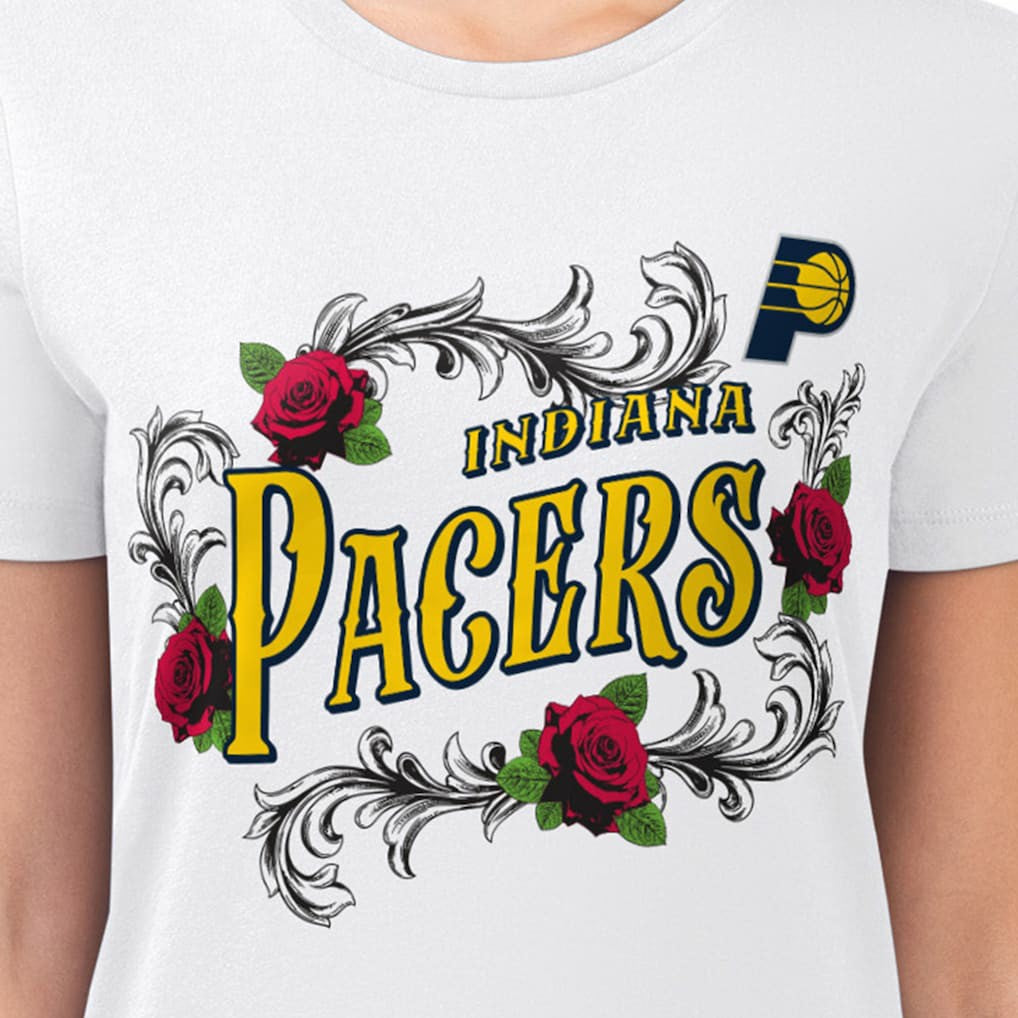 NBA - Indiana Pacers G-III 4Her by Carl Banks Women's Super-Slim Fit Lightweight Roses Crew Neck T-Shirt - White