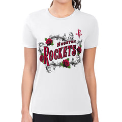 NBA - Houston Rockets G-III 4Her by Carl Banks Women's Super-Slim Fit Lightweight Roses Crew Neck T-Shirt - White