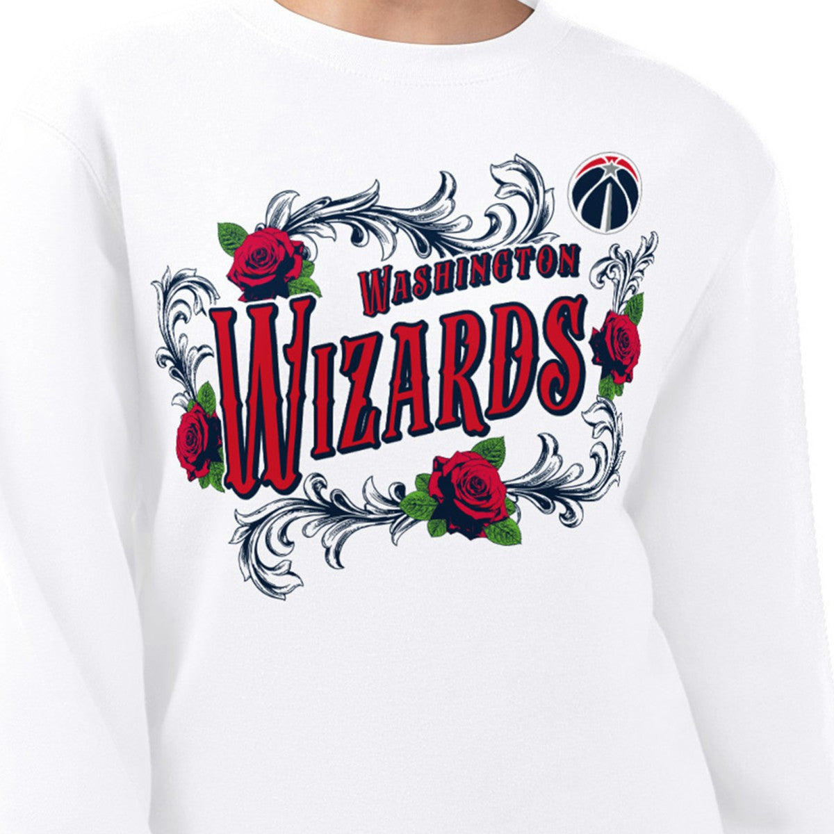 NBA - Washington Wizards G-III 4Her by Carl Banks Women's Roses Fleece Tri-Blend Sweatshirt - White
