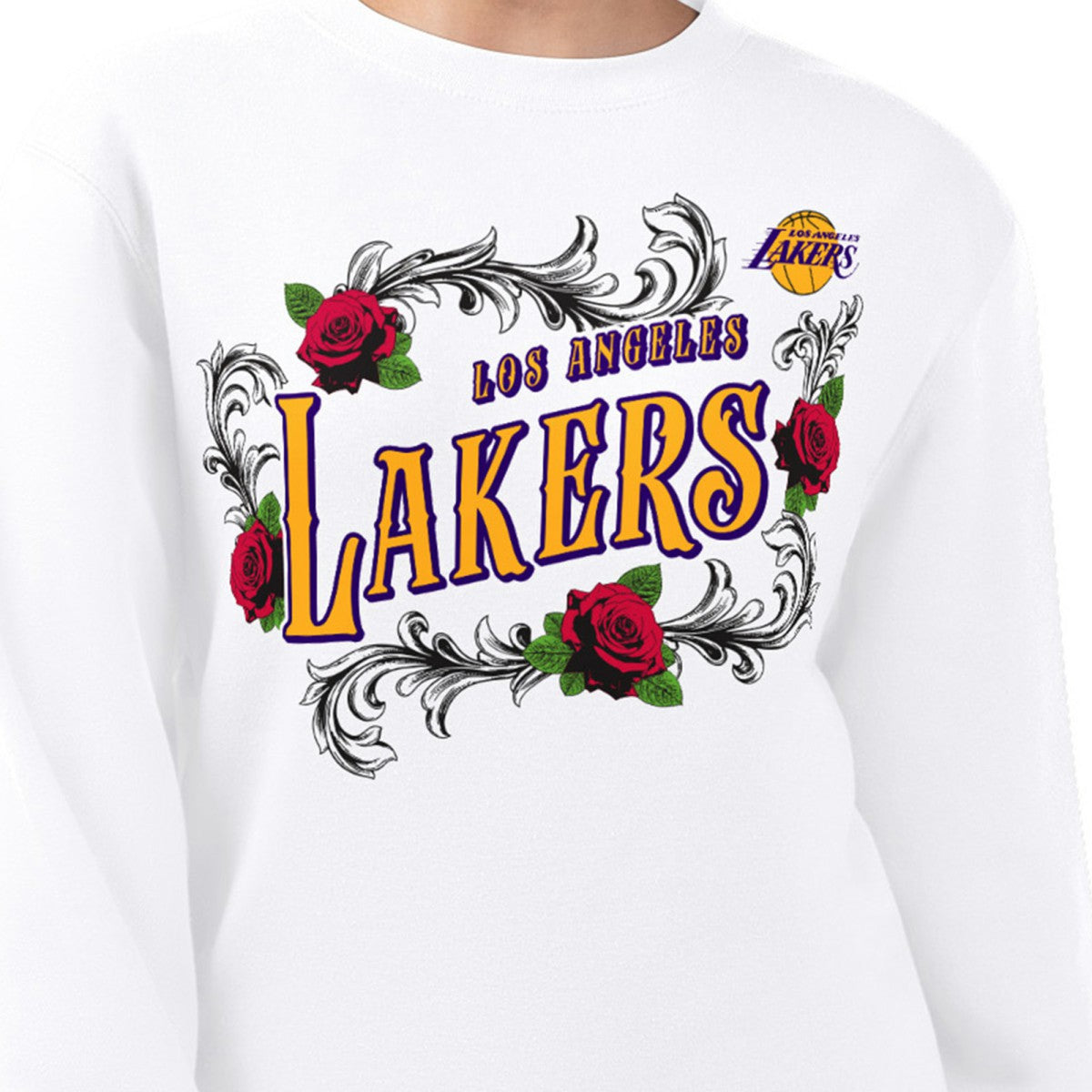NBA - Los Angeles Lakers G-III 4Her by Carl Banks Women's Roses Fleece Tri-Blend Sweatshirt - White