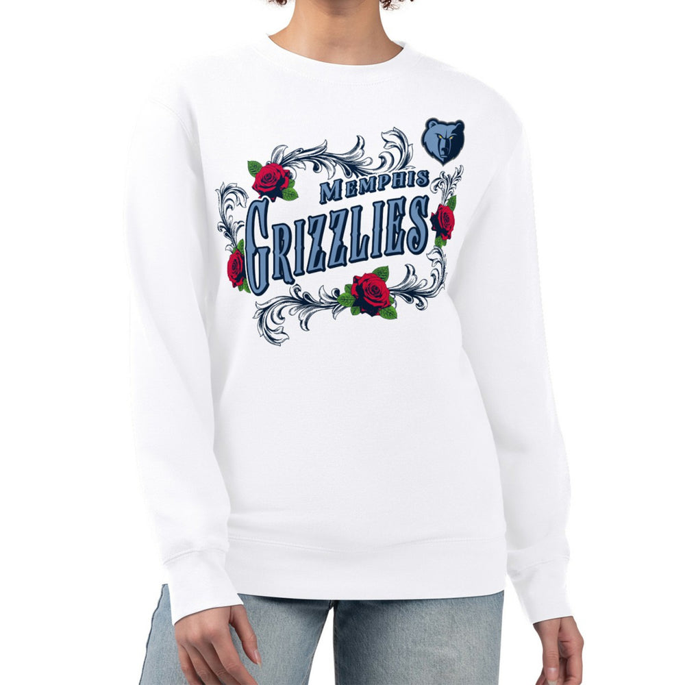 NBA - Memphis Grizzlies G-III 4Her by Carl Banks Women's Roses Fleece Tri-Blend Sweatshirt - White