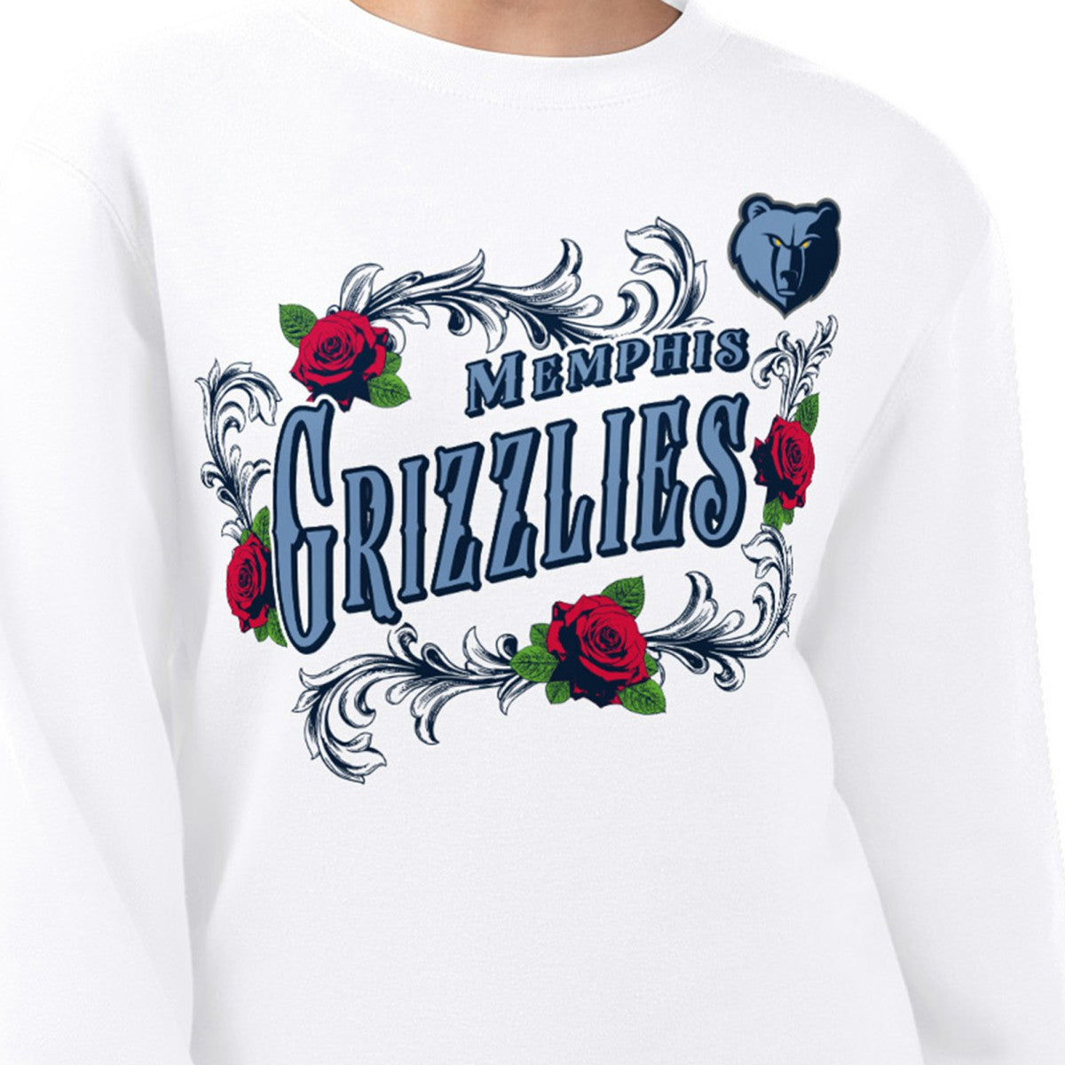 NBA - Memphis Grizzlies G-III 4Her by Carl Banks Women's Roses Fleece Tri-Blend Sweatshirt - White
