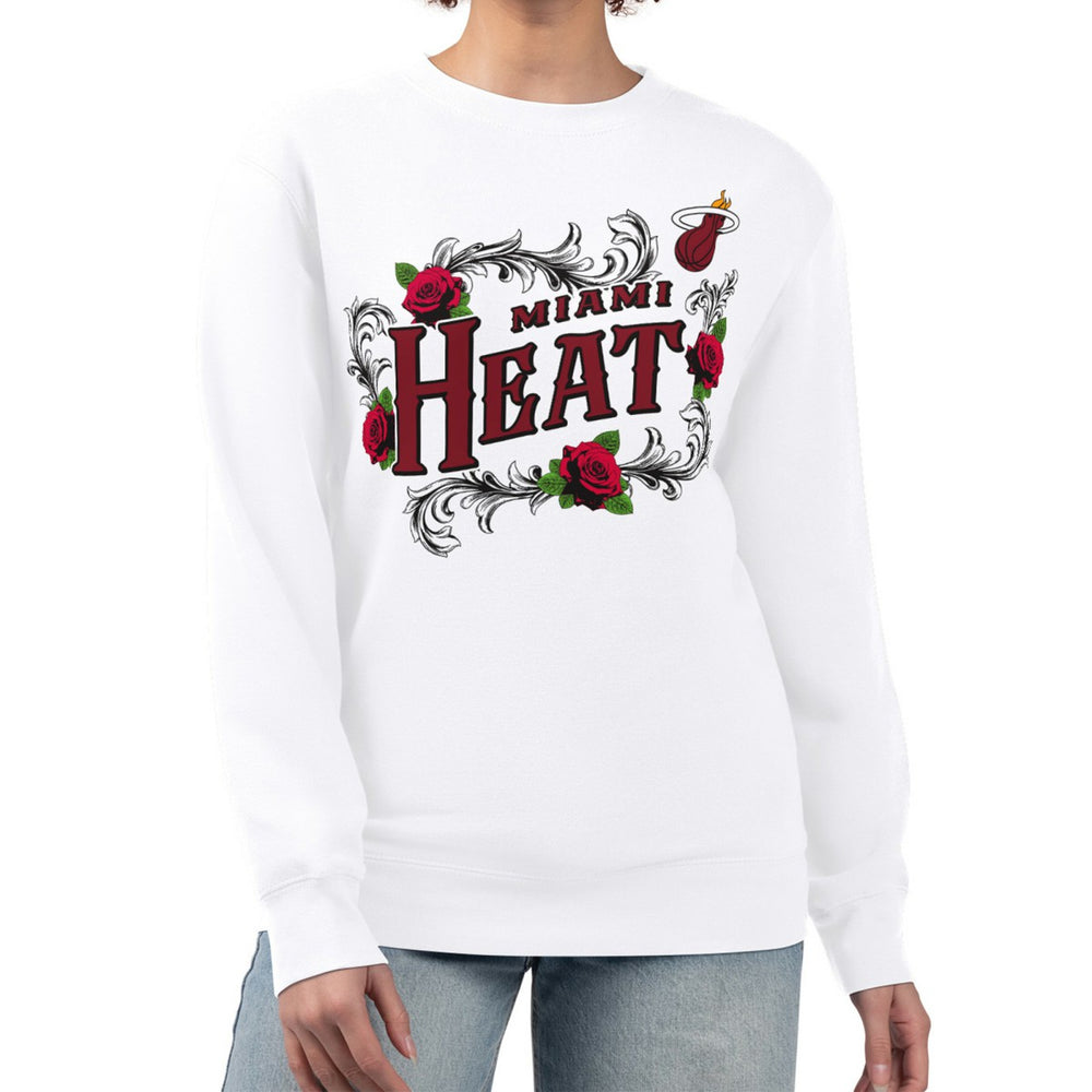 NBA - Miami Heat G-III 4Her by Carl Banks Women's Roses Fleece Tri-Blend Sweatshirt - White