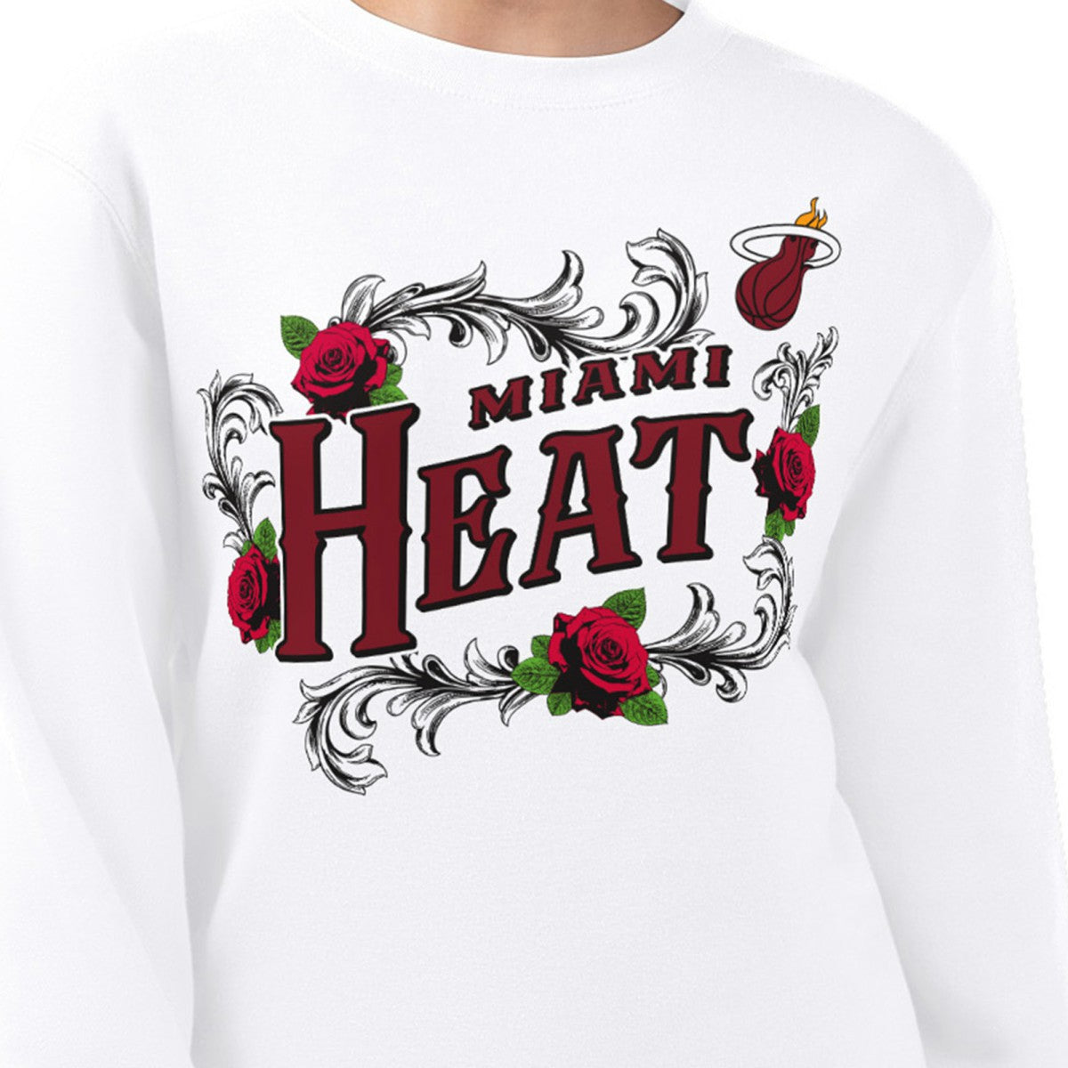 NBA - Miami Heat G-III 4Her by Carl Banks Women's Roses Fleece Tri-Blend Sweatshirt - White