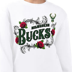 NBA - Milwaukee Bucks G-III 4Her by Carl Banks Women's Roses Fleece Tri-Blend Sweatshirt - White