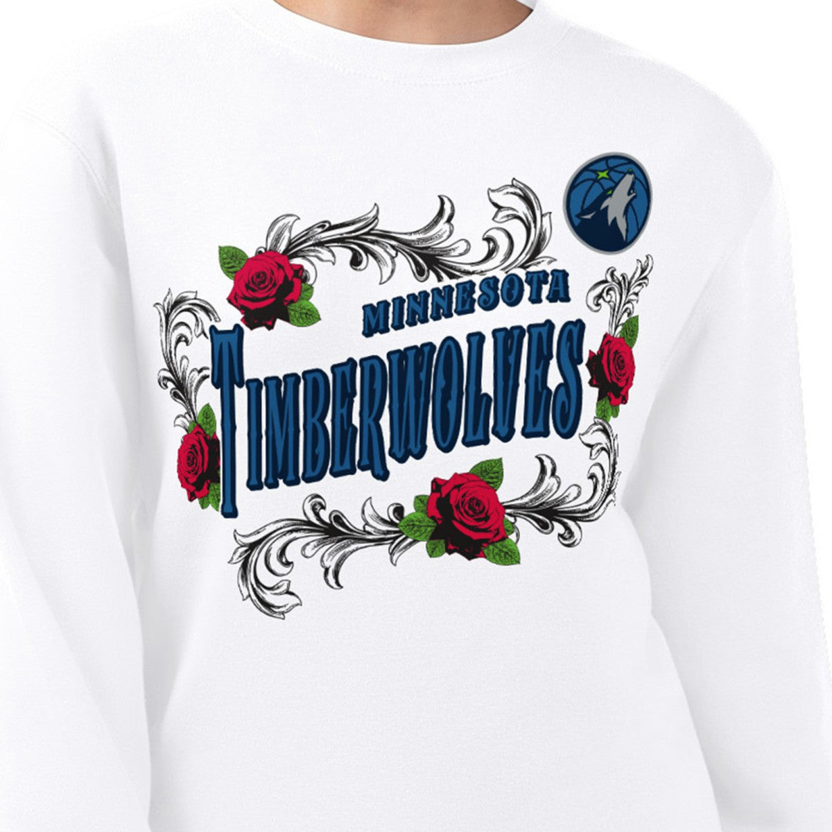 NBA - Minnesota Timberwolves G-III 4Her by Carl Banks Women's Roses Fleece Tri-Blend Sweatshirt - White