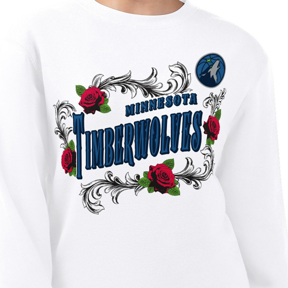 NBA - Minnesota Timberwolves G-III 4Her by Carl Banks Women's Roses Fleece Tri-Blend Sweatshirt - White
