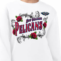 NBA - New Orleans Pelicans G-III 4Her by Carl Banks Women's Roses Fleece Tri-Blend Sweatshirt - White