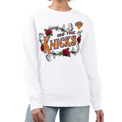 NBA - New York Knicks G-III 4Her by Carl Banks Women's Roses Fleece Tri-Blend Sweatshirt - White