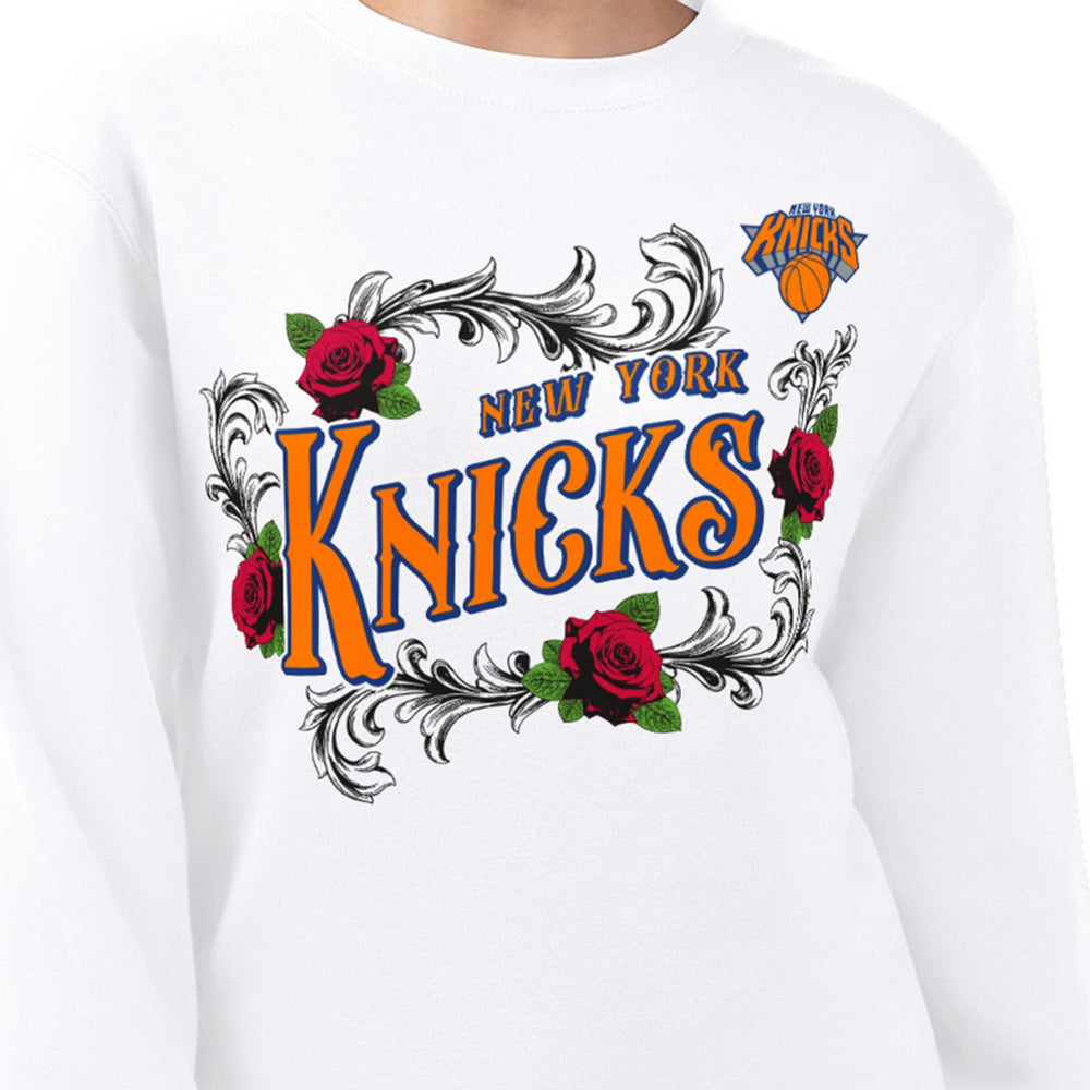 NBA - New York Knicks G-III 4Her by Carl Banks Women's Roses Fleece Tri-Blend Sweatshirt - White