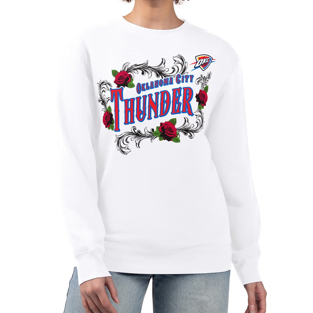 NBA - Oklahoma City Thunder G-III 4Her by Carl Banks Women's Roses Fleece Tri-Blend Sweatshirt - White