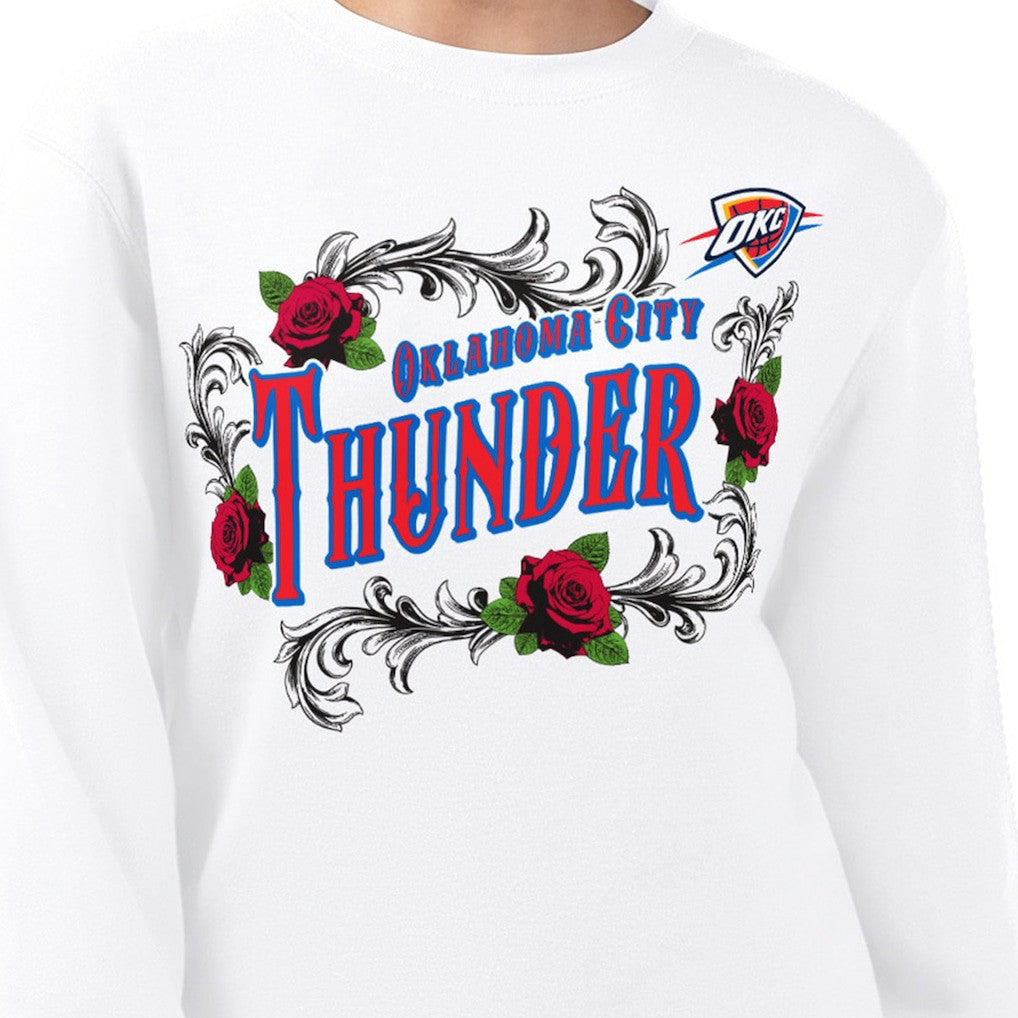 NBA - Oklahoma City Thunder G-III 4Her by Carl Banks Women's Roses Fleece Tri-Blend Sweatshirt - White