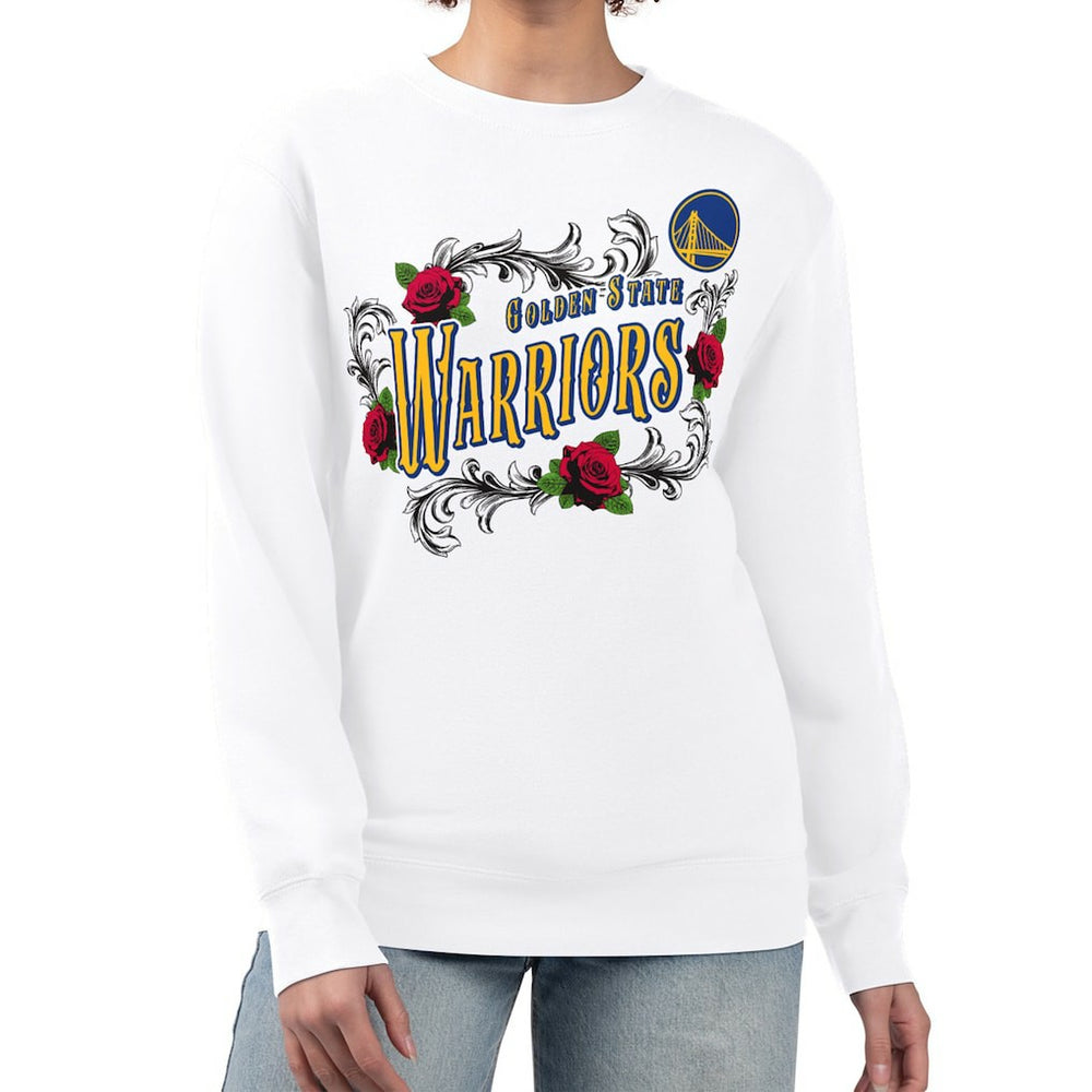NBA - Golden State Warriors G-III 4Her by Carl Banks Women's Roses Fleece Tri-Blend Sweatshirt - White