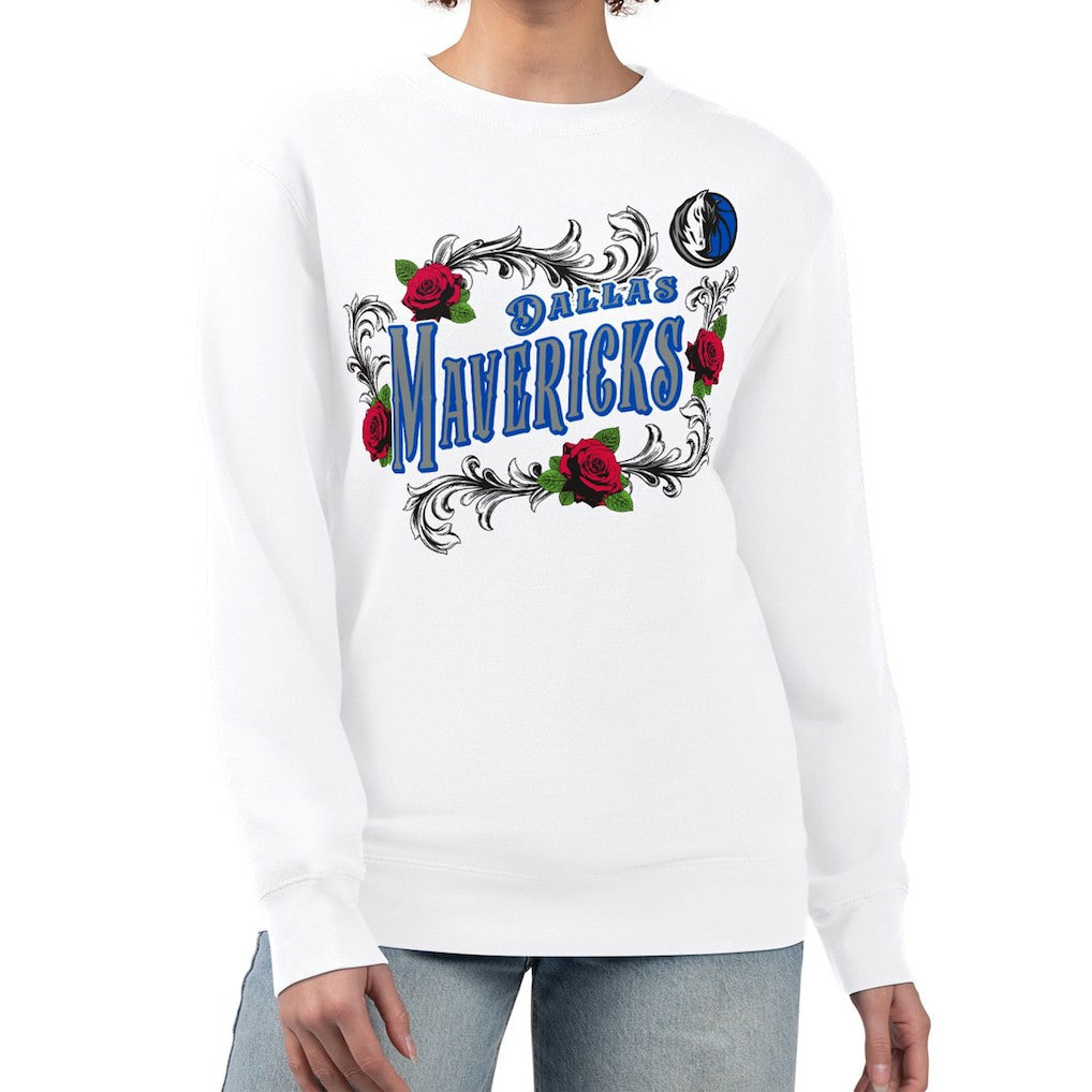 NBA - Dallas Mavericks G-III 4Her by Carl Banks Women's Roses Fleece Tri-Blend Sweatshirt - White