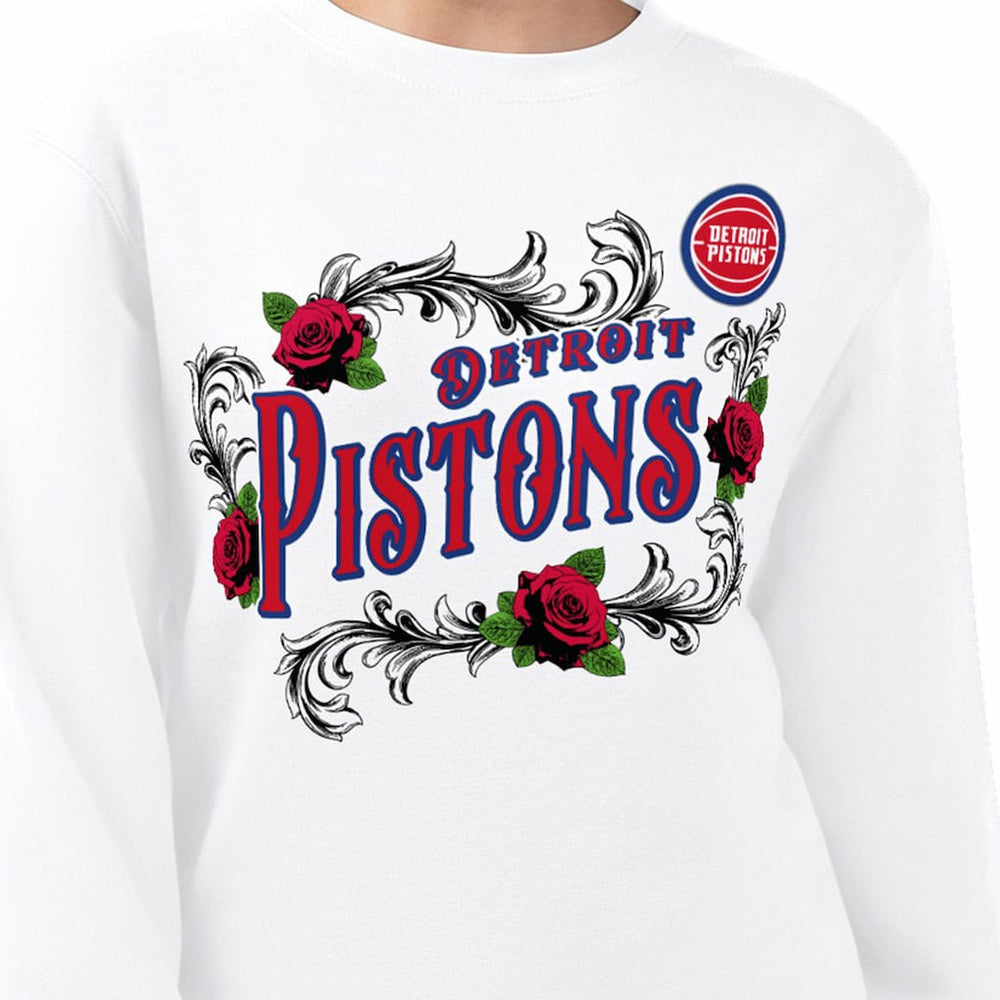 NBA - Detroit Pistons G-III 4Her by Carl Banks Women's Roses Fleece Tri-Blend Sweatshirt - White