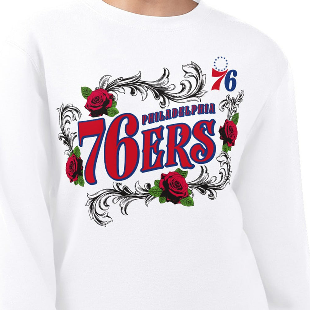 NBA - Philadelphia 76ers G-III 4Her by Carl Banks Women's Roses Fleece Tri-Blend Sweatshirt - White
