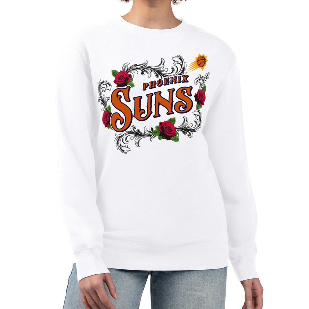 NBA - Phoenix Suns G-III 4Her by Carl Banks Women's Roses Fleece Tri-Blend Sweatshirt - White