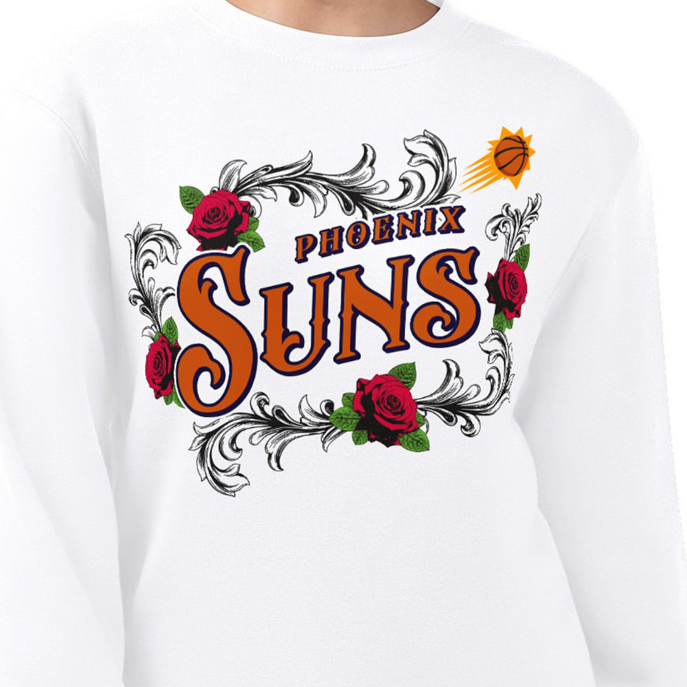 NBA - Phoenix Suns G-III 4Her by Carl Banks Women's Roses Fleece Tri-Blend Sweatshirt - White
