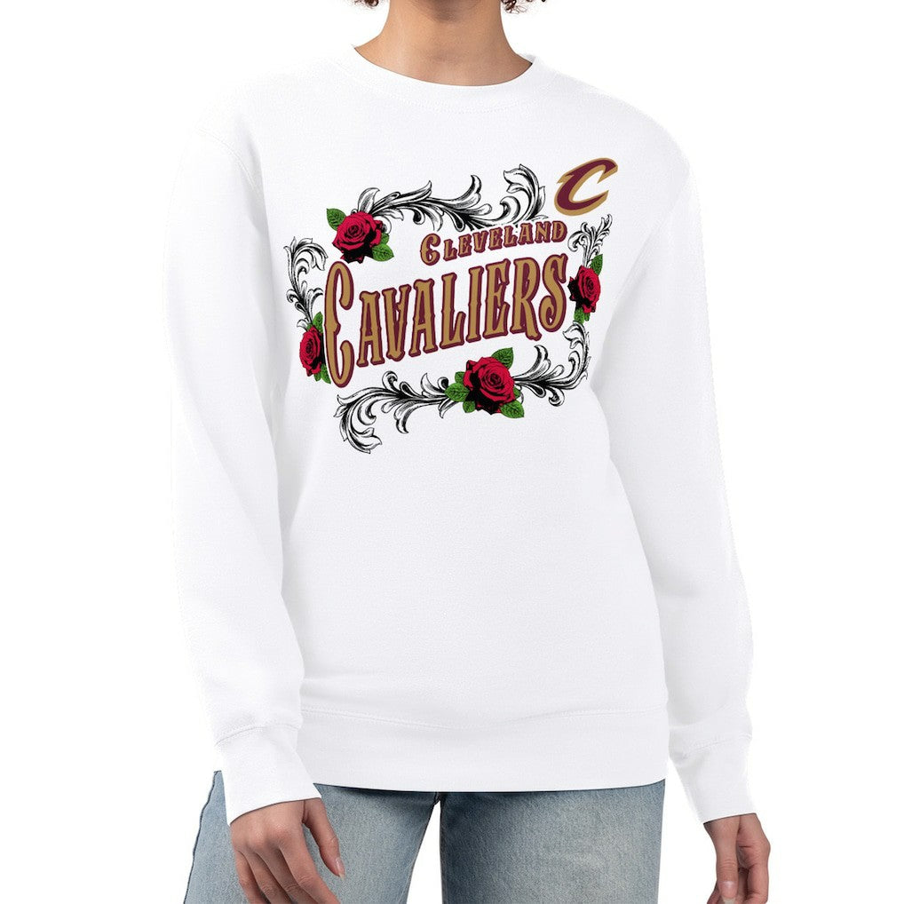 NBA - Cleveland Cavaliers G-III 4Her by Carl Banks Women's Roses Fleece Tri-Blend Sweatshirt - White