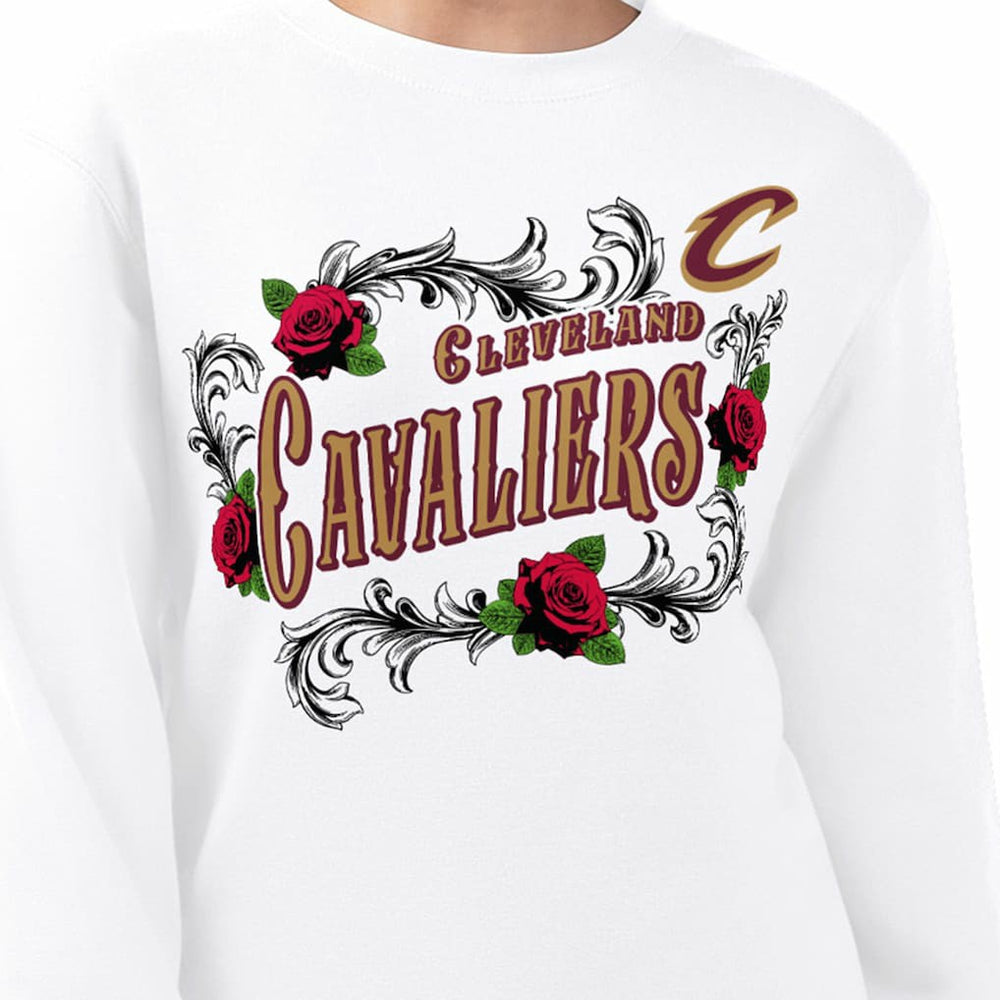 NBA - Cleveland Cavaliers G-III 4Her by Carl Banks Women's Roses Fleece Tri-Blend Sweatshirt - White
