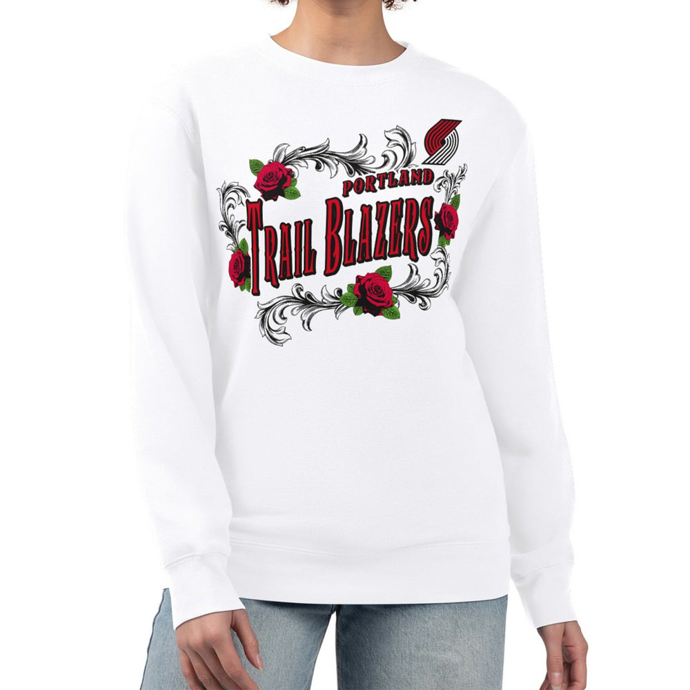 NBA - Portland Trail Blazers G-III 4Her by Carl Banks Women's Roses Fleece Tri-Blend Sweatshirt - White