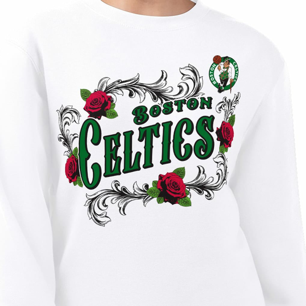 NBA - Boston Celtics G-III 4Her by Carl Banks Women's Roses Fleece Tri-Blend Sweatshirt - White