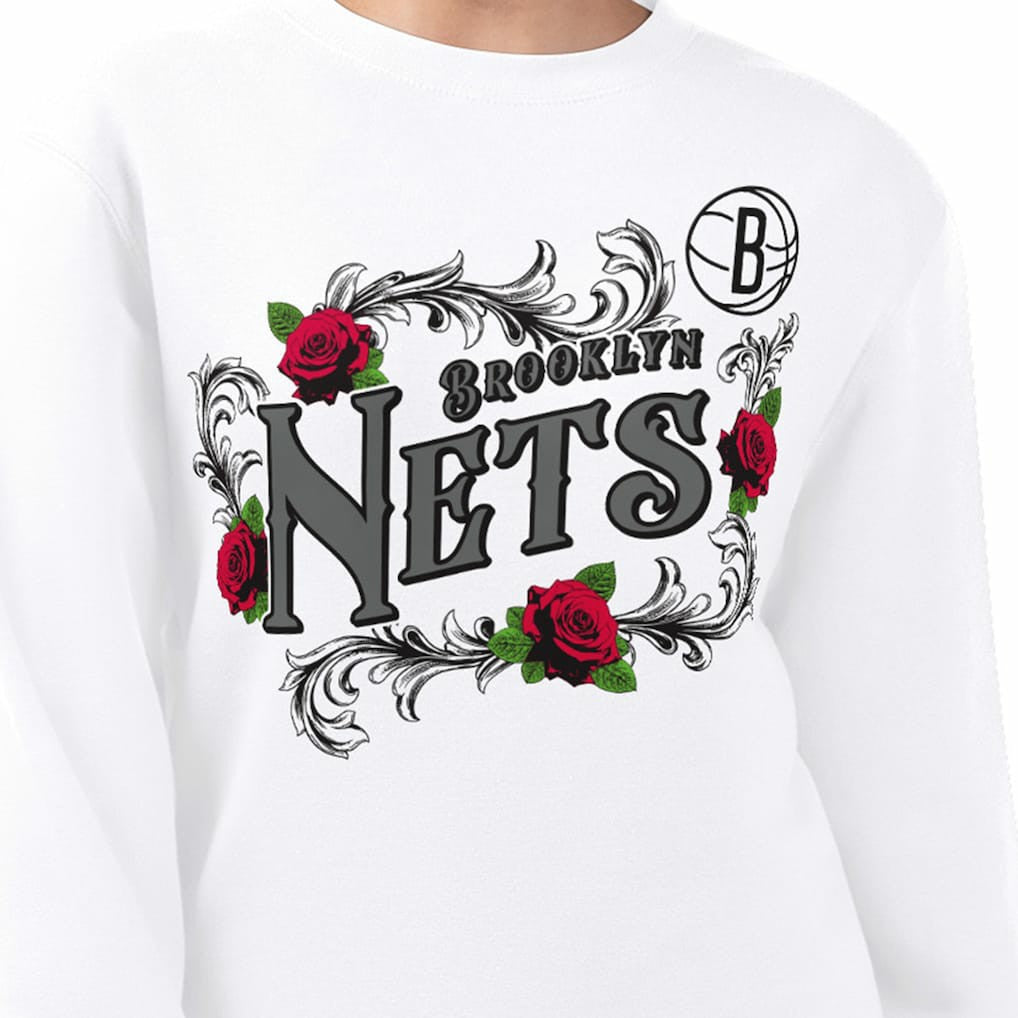 NBA - Brooklyn Nets G-III 4Her by Carl Banks Women's Roses Fleece Tri-Blend Sweatshirt - White